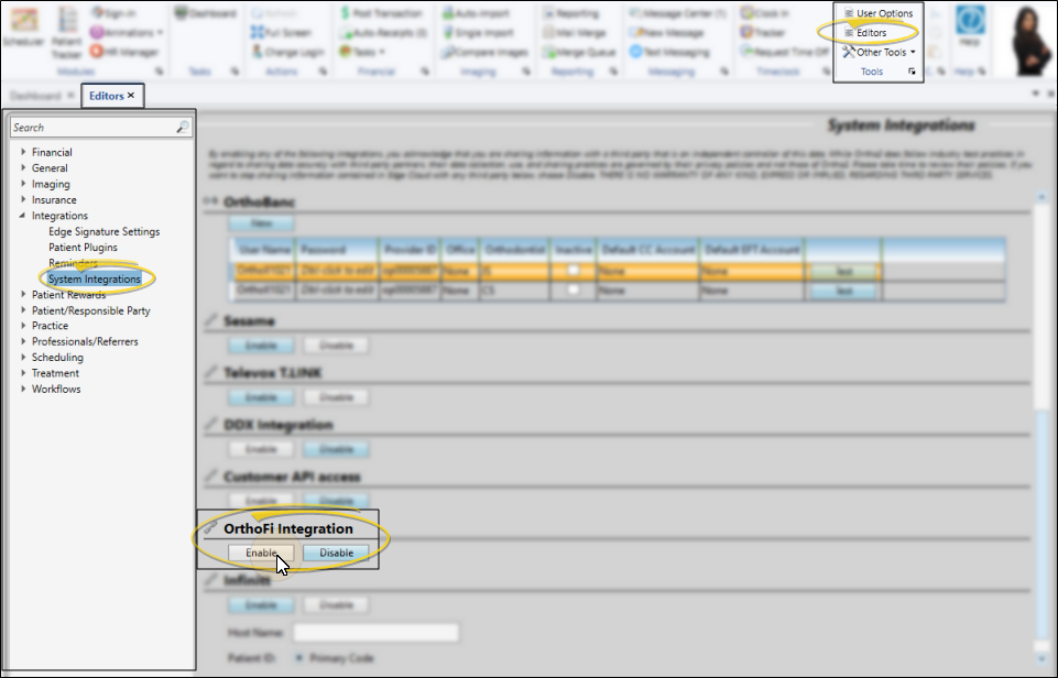 OrthoFi system integrations