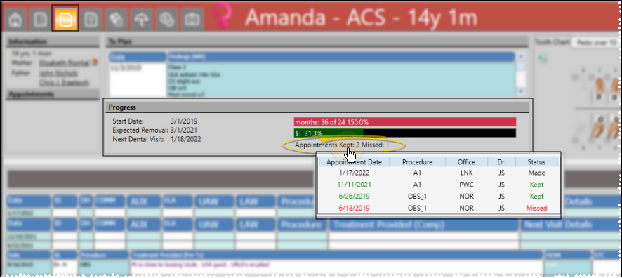 Treatment hub appointment summary